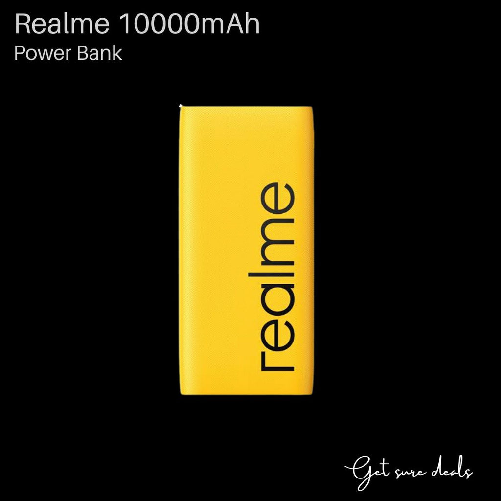 Realme 10,000mAh Power Bank - Portable Fast Charging Battery Pack (Yellow)