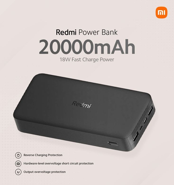 Redmi Power Bank 20000mAh - 18W Fast Charge Portable Battery Pack