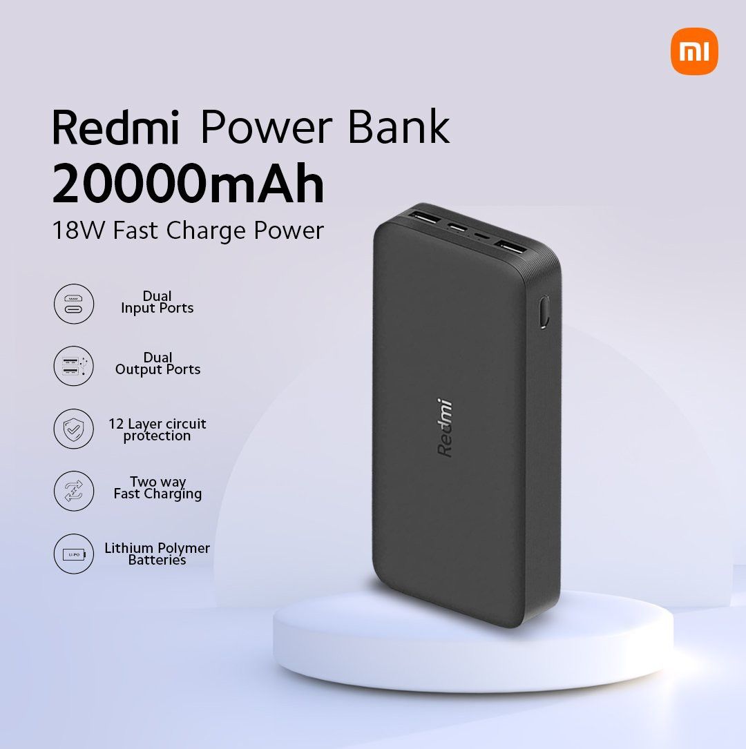 Redmi Power Bank 20000mAh - 18W Fast Charge Portable Battery Pack