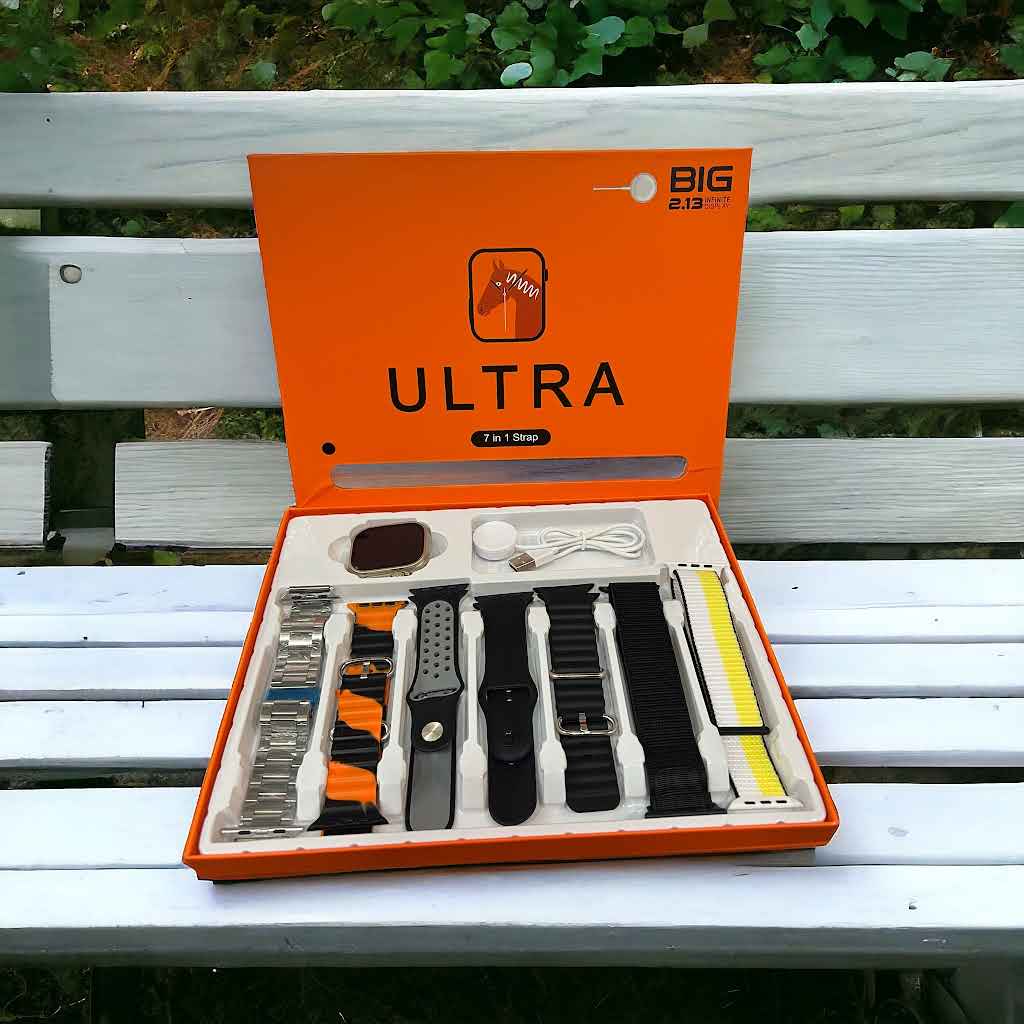 7 in 1 Smart Watch - Complete Package with 7 Interchangeable Straps